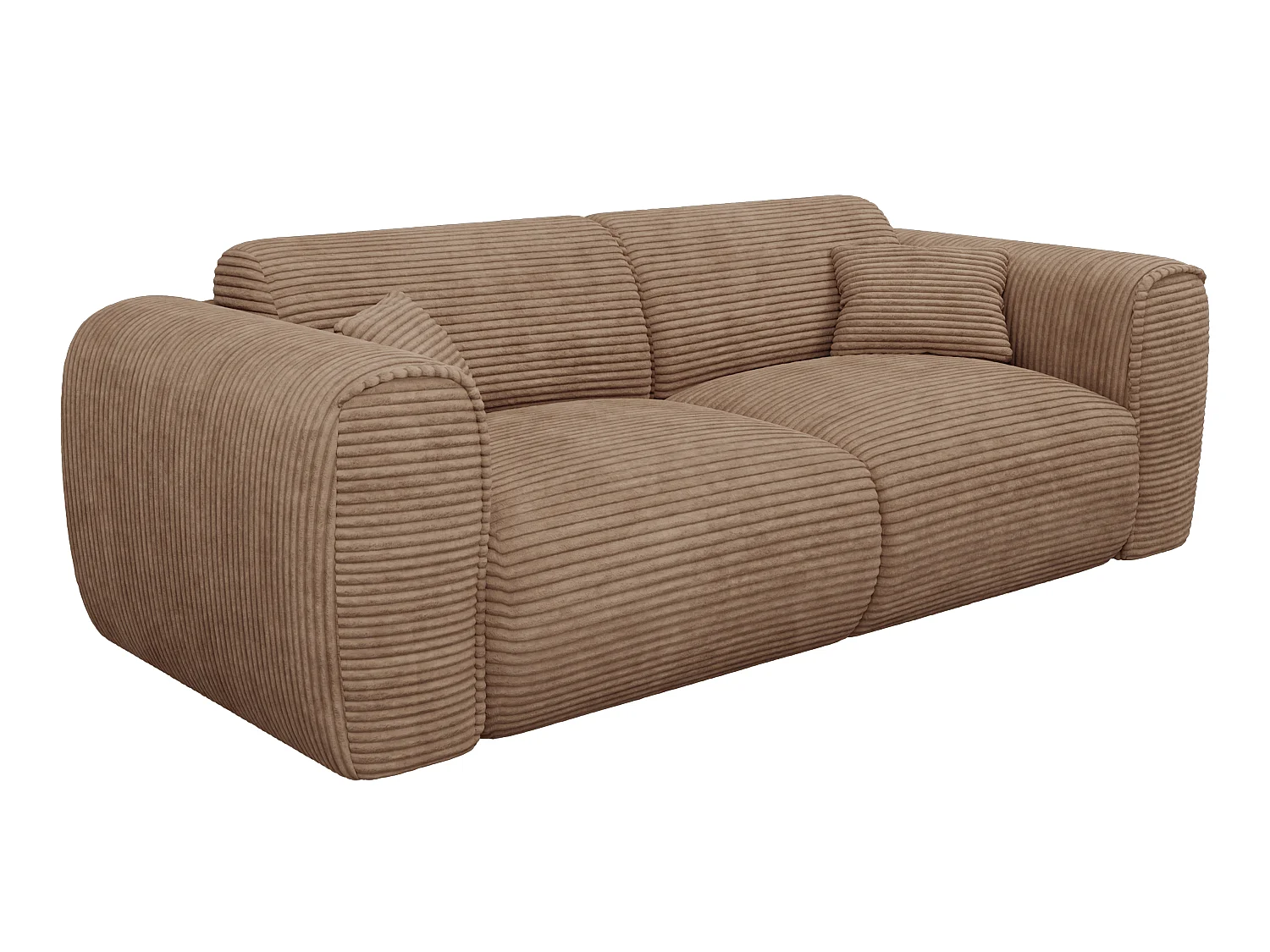 Canapé 3 places convertible express en velours côtelé taupe - Matelas 16 cm mémoire de forme POGNIA