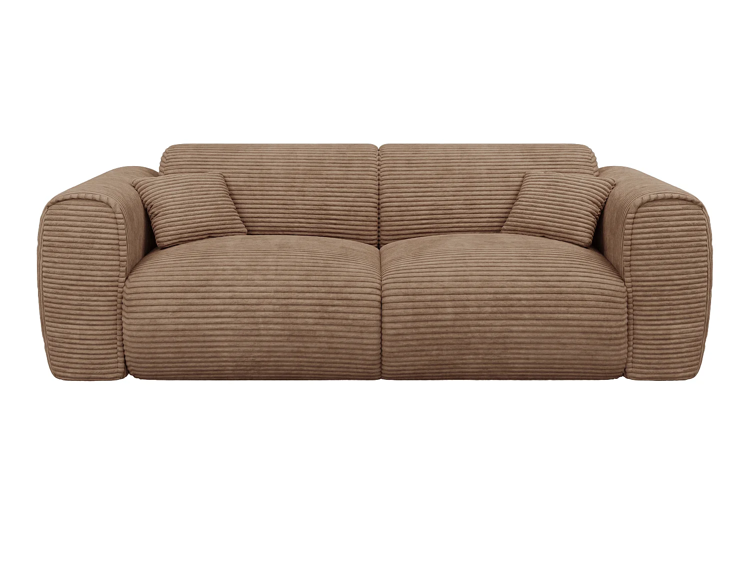 Canapé 3 places convertible express en velours côtelé taupe - Matelas 16 cm mémoire de forme POGNIA