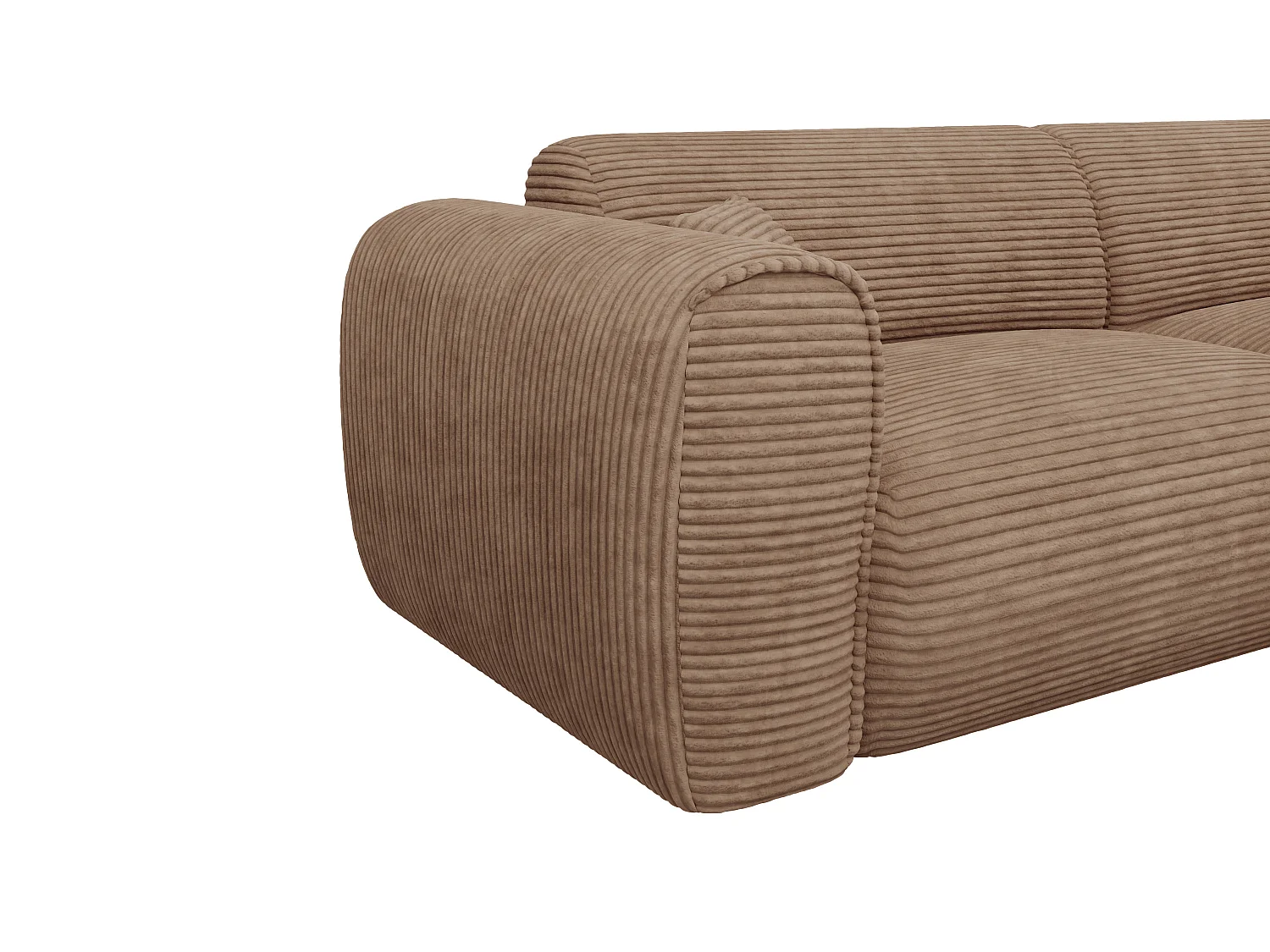 Canapé 4 places convertible express en velours côtelé taupe - Matelas 16 cm mémoire de forme POGNIA