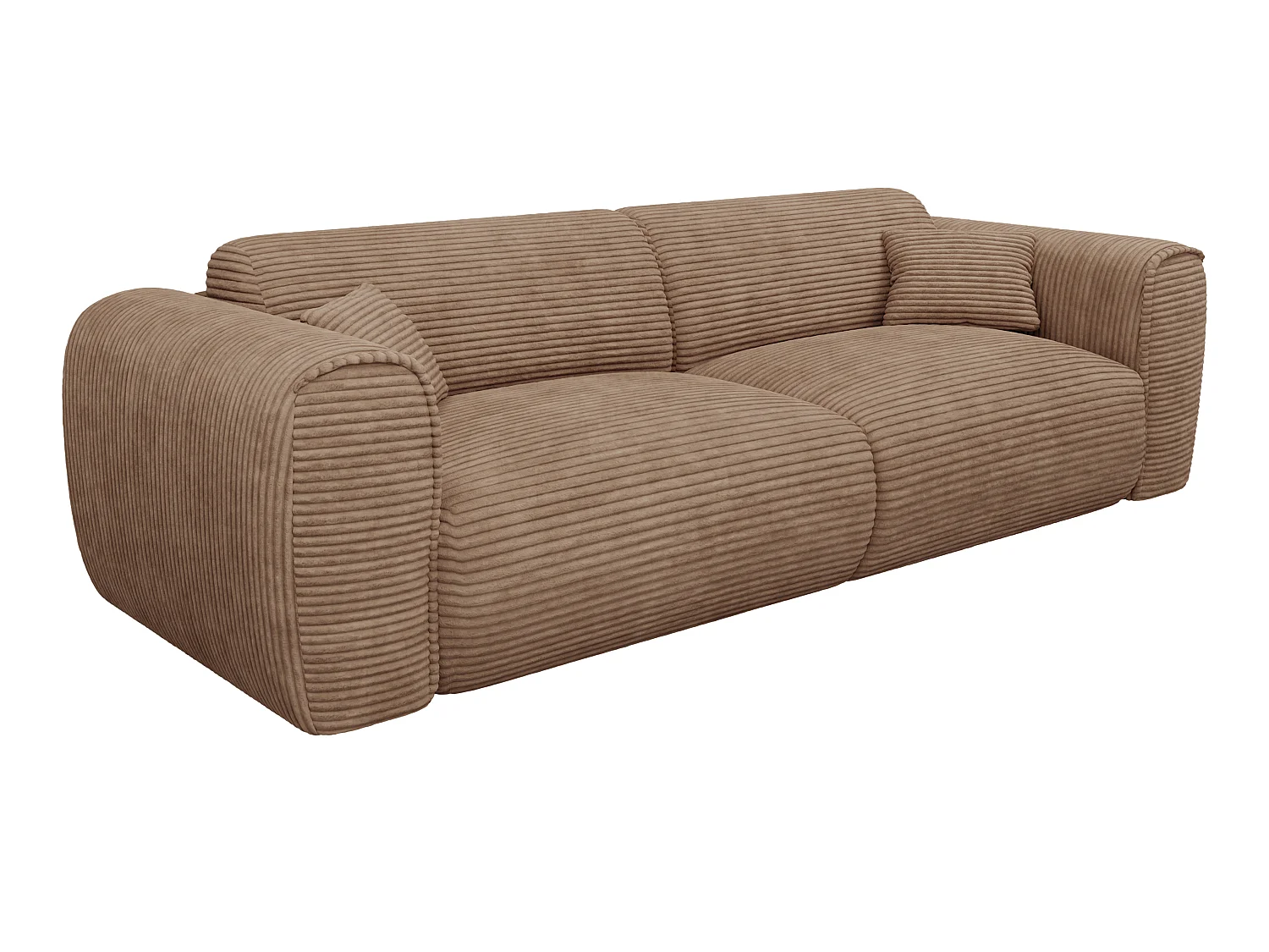 Canapé 4 places convertible express en velours côtelé taupe - Matelas 16 cm mémoire de forme POGNIA