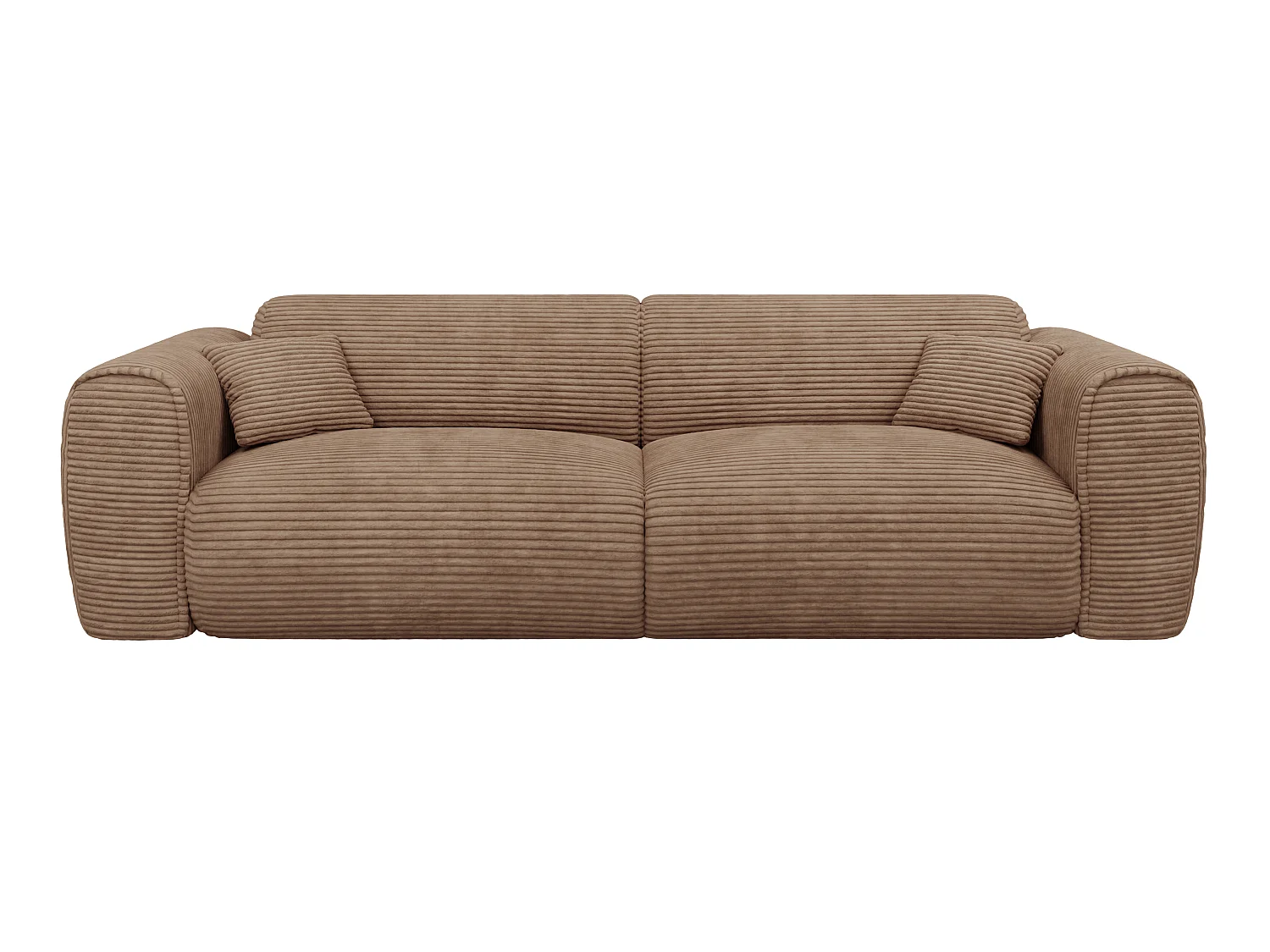 Canapé 4 places convertible express en velours côtelé taupe - Matelas 16 cm mémoire de forme POGNIA