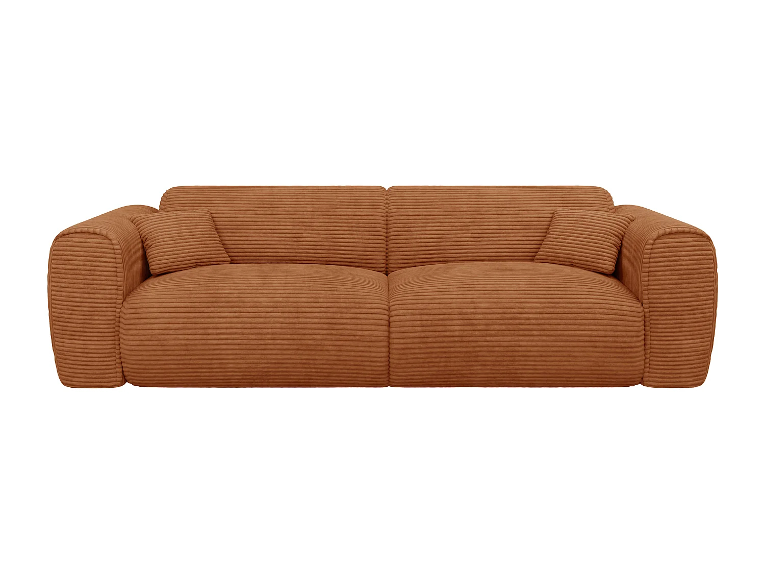 Canapé 4 places convertible express en velours côtelé terracotta - Matelas 13 cm mémoire de forme POGNIA