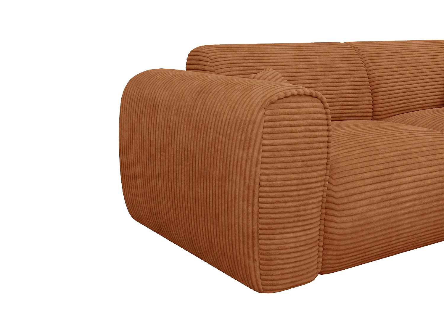 Canapé 3 places convertible express en velours côtelé terracotta - Matelas 13 cm mémoire de forme POGNIA