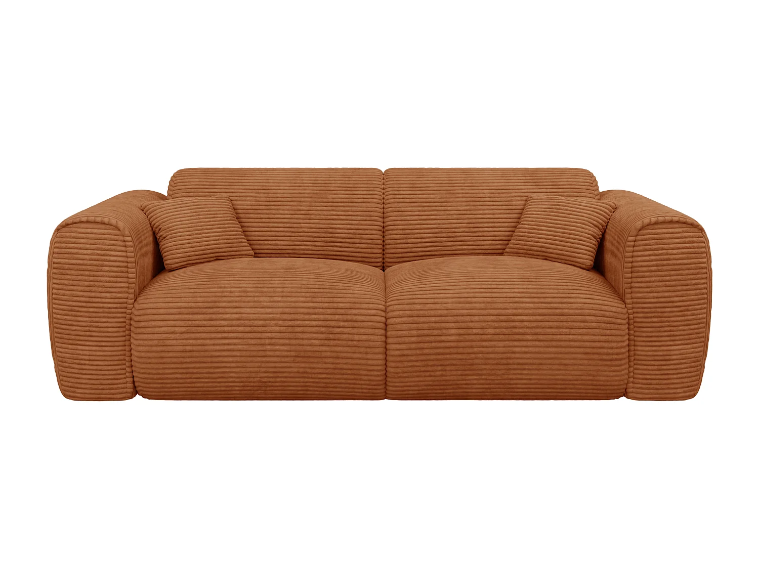 Canapé 3 places convertible express en velours côtelé terracotta - Matelas 16 cm mémoire de forme POGNIA