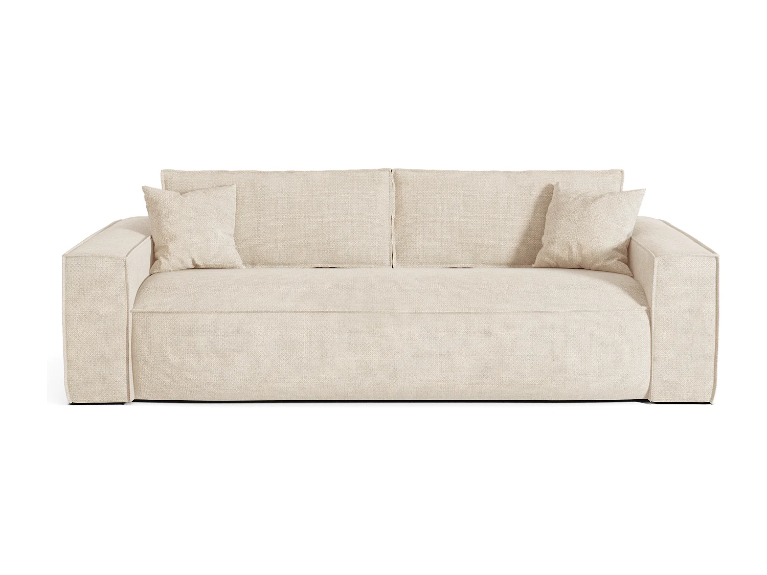 Canapé 3 places convertible express en tissu beige - Couchage 140 cm - Matelas 13 cm avec mémoire de forme - AMELIA