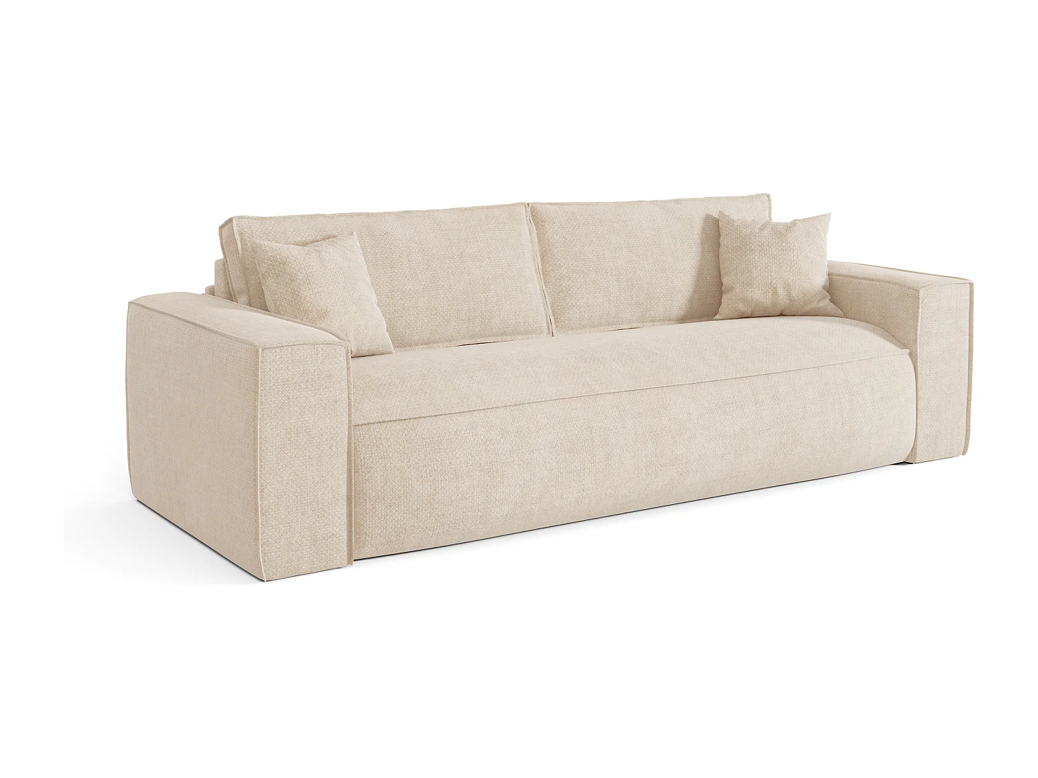 Canapé 3 places convertible express en tissu beige - Couchage 140 cm - Matelas 13 cm avec mémoire de forme - AMELIA