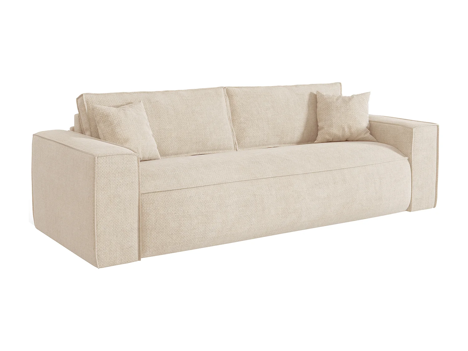 Canapé 3 places convertible express en tissu beige - Couchage 140 cm - Matelas 16 cm avec mémoire de forme - AMELIA