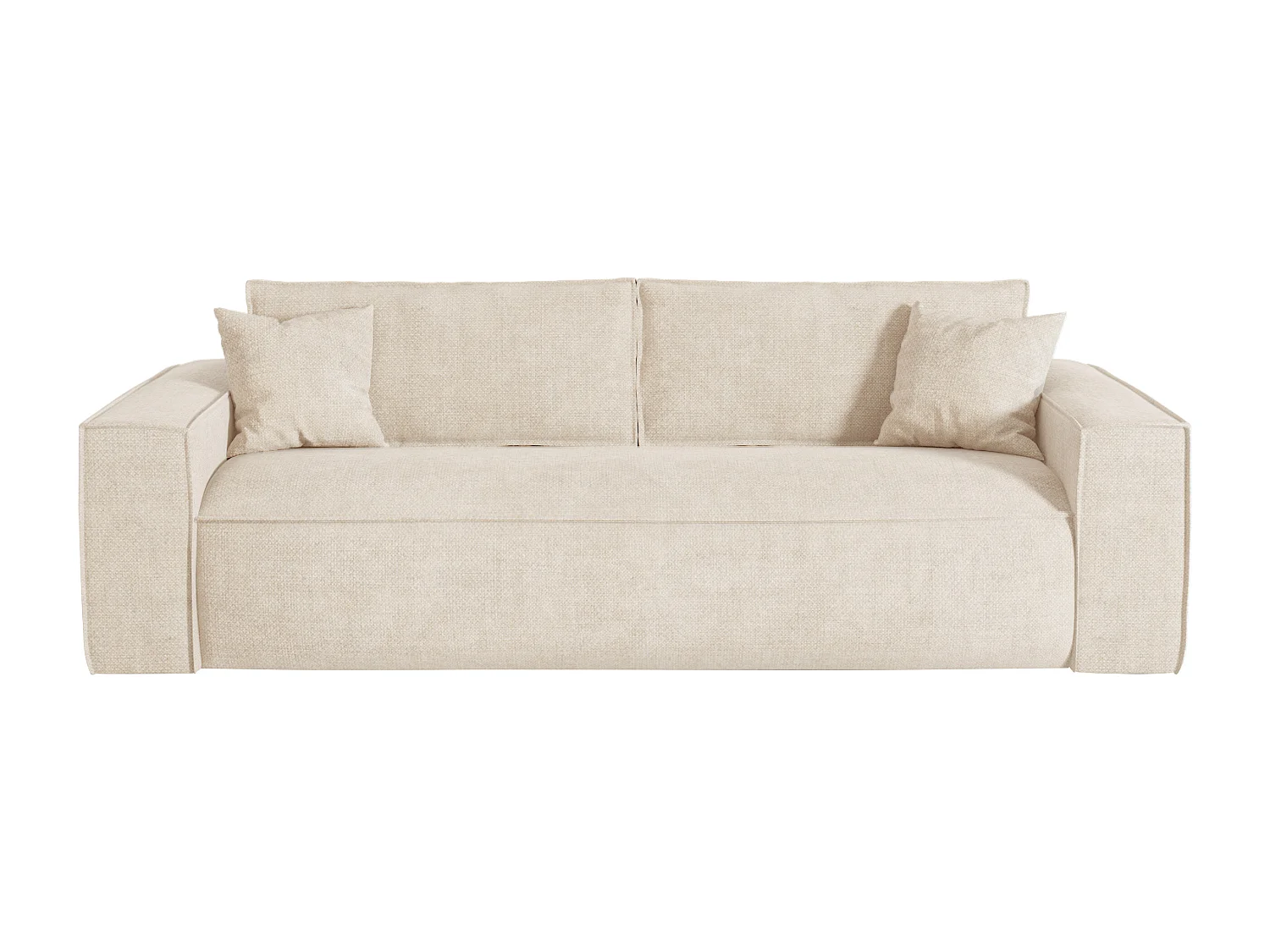 Canapé 4 places convertible express en tissu beige - Couchage 160 cm - Matelas 16 cm avec mémoire de forme - AMELIA