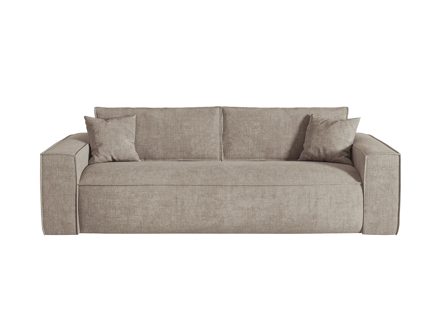 Canapé 4 places convertible express en tissu taupe - Couchage 160 cm - Matelas 13 cm avec mémoire de forme - AMELIA