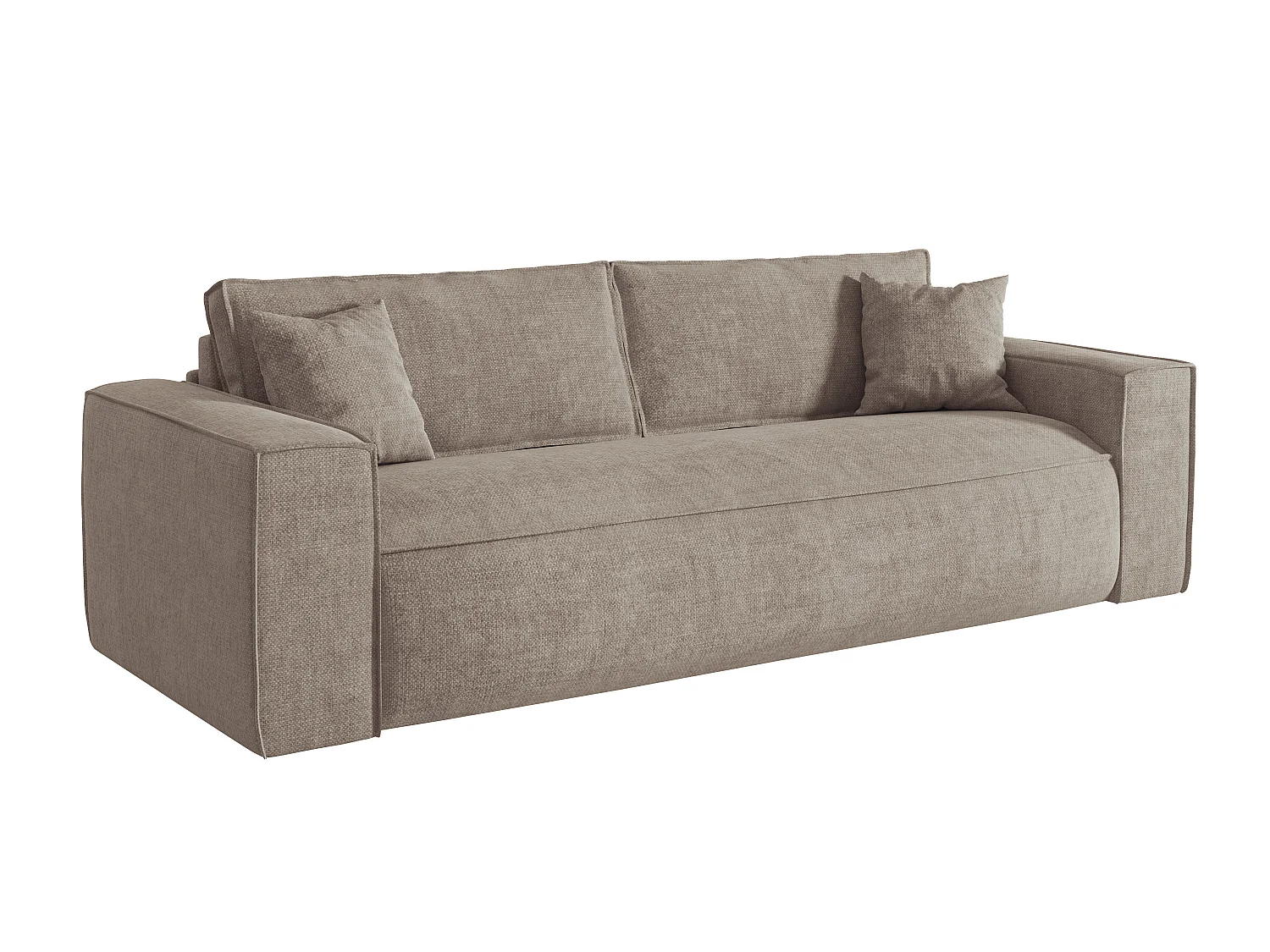 Canapé 4 places convertible express en tissu taupe - Couchage 160 cm - Matelas 16 cm avec mémoire de forme - AMELIA