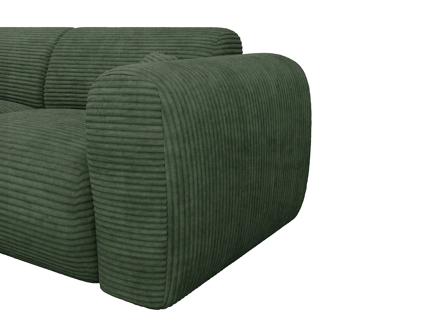 Grand canapé d'angle gauche convertible express en velours côtelé vert - Matelas 13 cm mémoire de forme POGNI