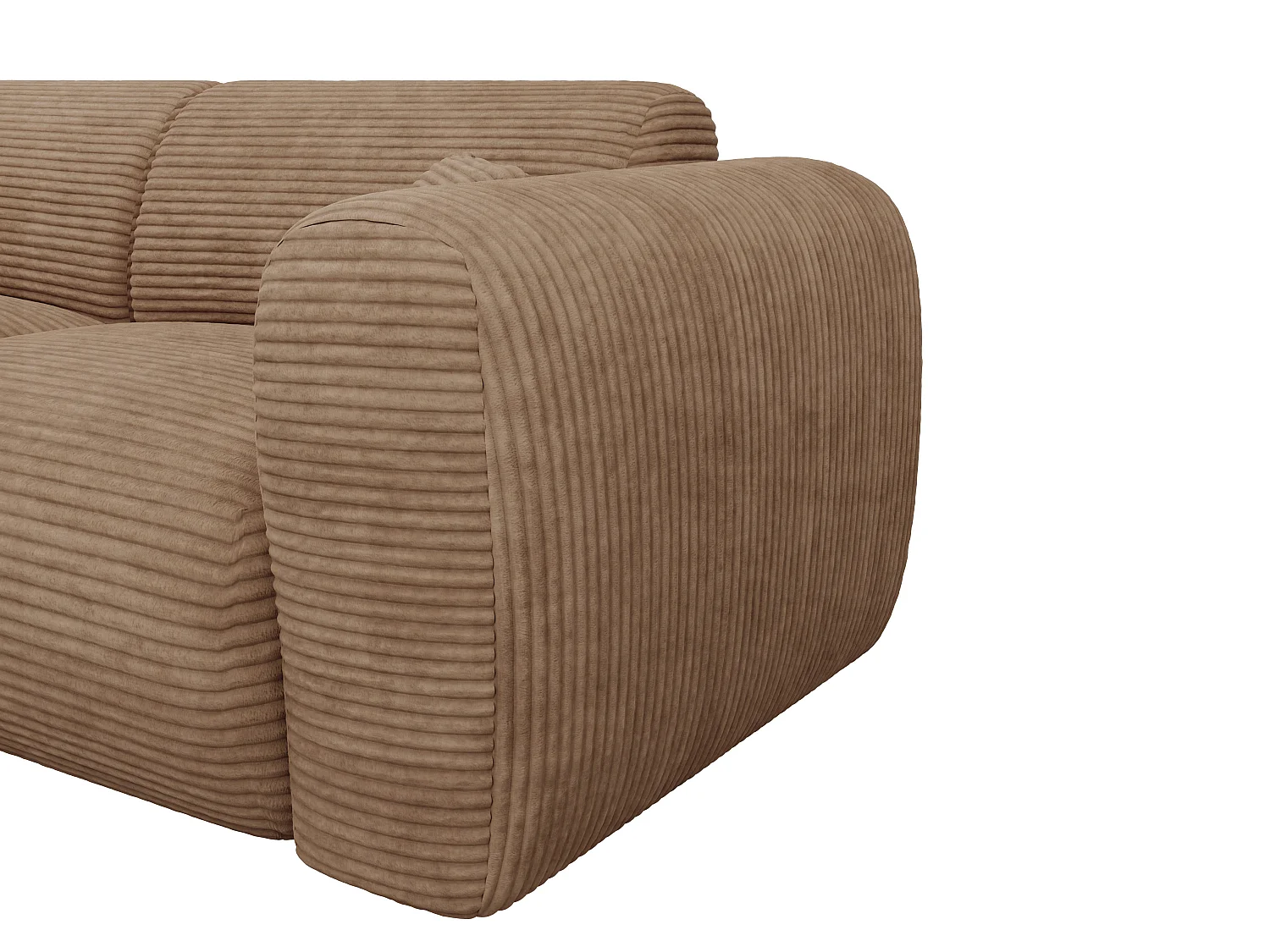 Grand canapé d'angle gauche convertible express en velours côtelé taupe - Matelas 13 cm mémoire de forme POGNI