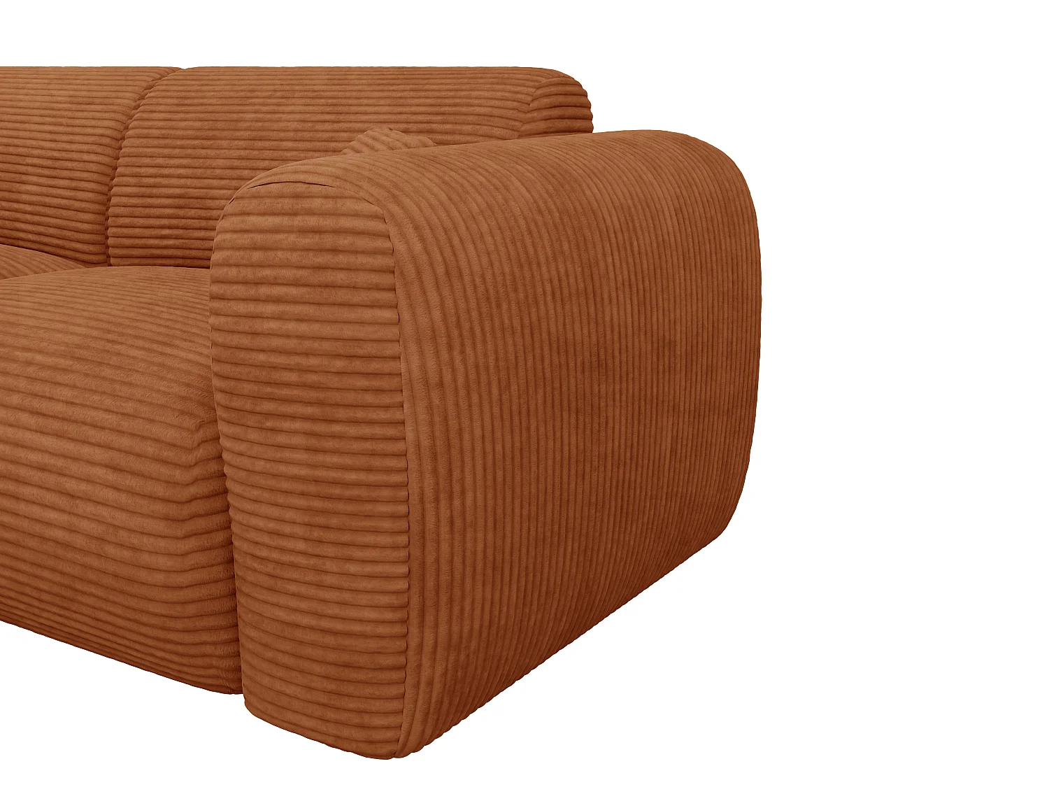 Grand canapé d'angle gauche convertible express en velours côtelé terracotta - Matelas 13 cm mémoire de forme POGNI