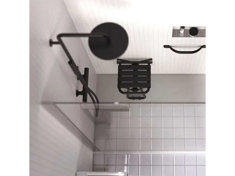 Pack avec siège de douche PMR PELLET escamotable noir mat + 2 barres d'appui 42,5 cm