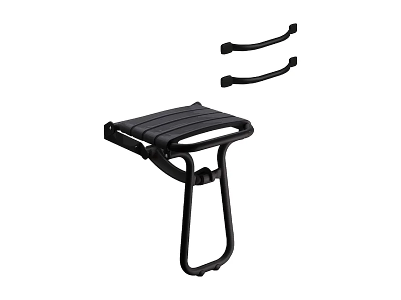 Pack avec siège de douche PMR PELLET escamotable noir mat + 2 barres d'appui 42,5 cm