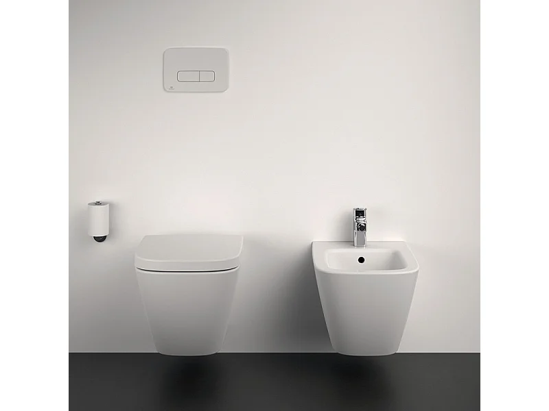 WC suspendu compact sans bride IDEAL STANDARD I.Life S RimLS+ avec abattant frein de chute