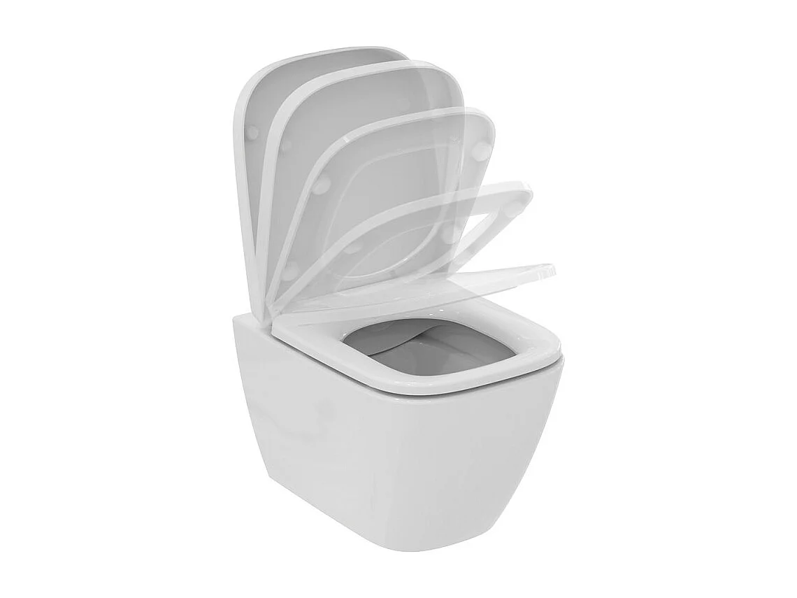 WC suspendu compact sans bride IDEAL STANDARD I.Life S RimLS+ avec abattant frein de chute