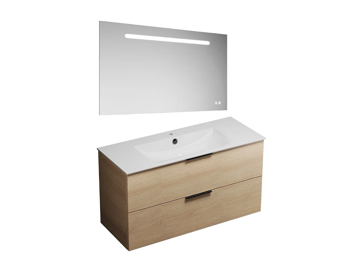 Meuble vasque 120 cm BURGBAD Olena chêne clair + miroir