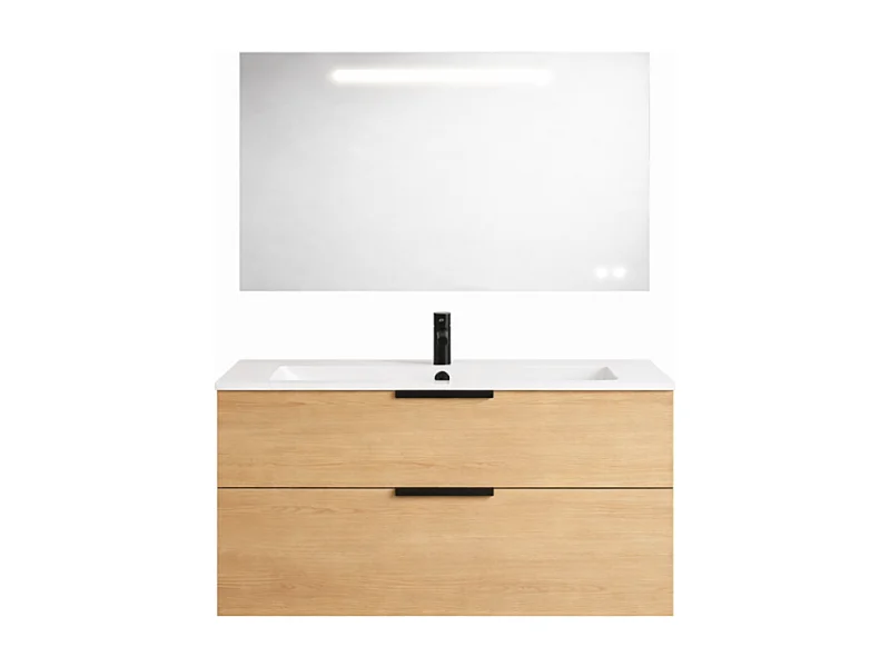 Meuble vasque 120 cm BURGBAD Olena chêne clair + miroir