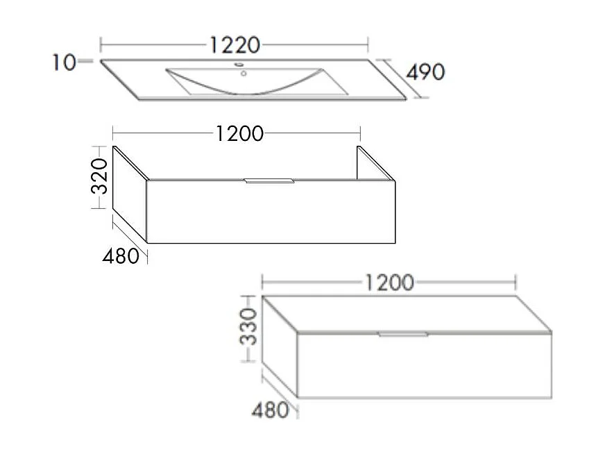 Meuble vasque 120 cm BURGBAD Olena en décalé blanc brillant + miroir