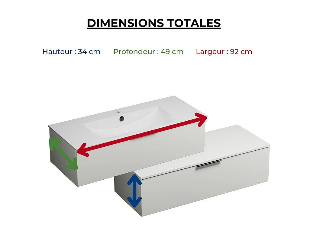 Meuble vasque 120 cm BURGBAD Olena en décaler blanc brillant + miroir
