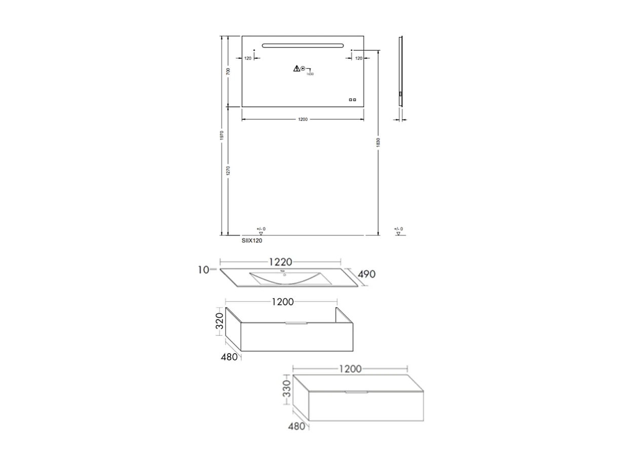 Meuble vasque 120 cm BURGBAD Olena en décaler blanc brillant + miroir