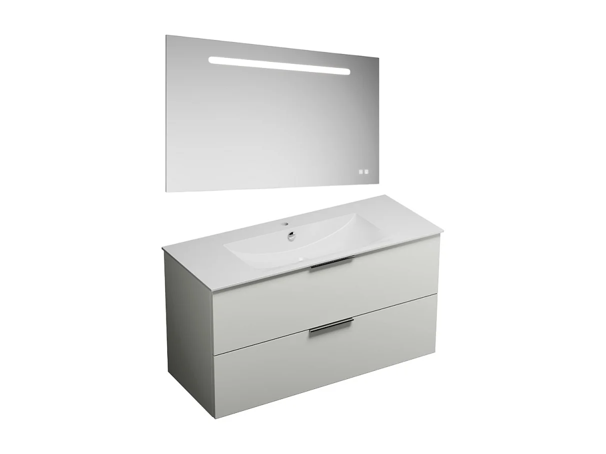 Meuble vasque 120 cm BURGBAD Olena blanc brillant + miroir