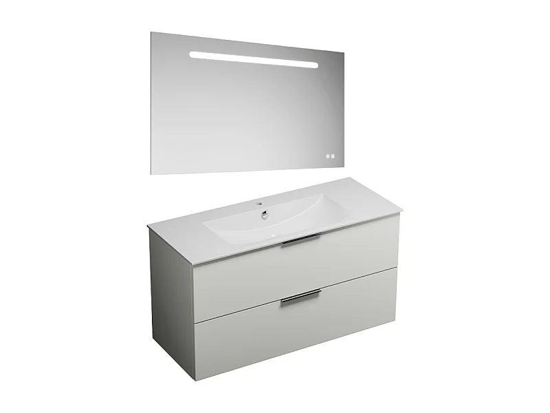 Meuble vasque 120 cm BURGBAD Olena blanc brillant + miroir
