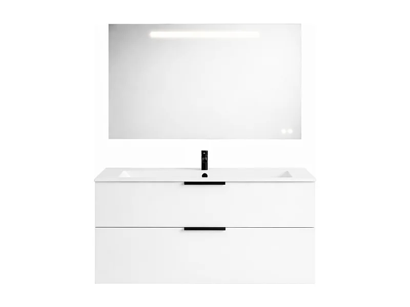 Meuble vasque 120 cm BURGBAD Olena blanc brillant + miroir