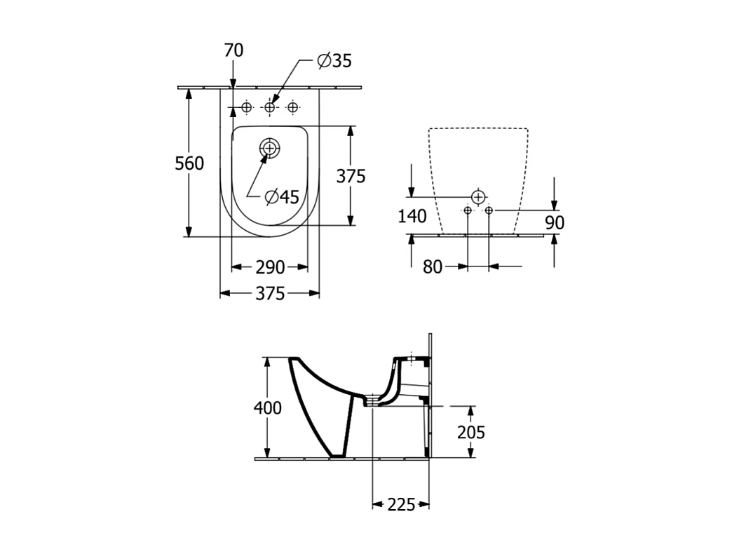 Bidet sur pied VILLEROY & BOCH Subway 2.0