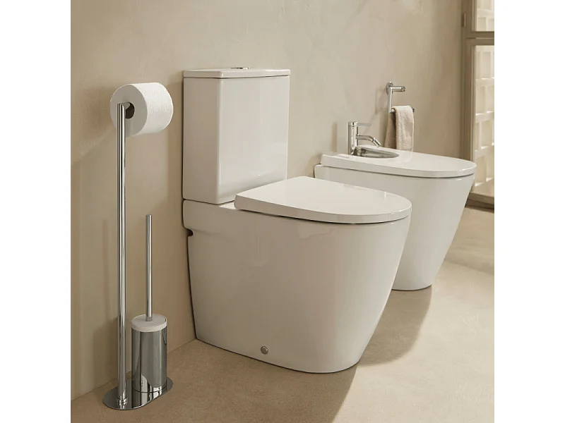 Porte-brosse et porte-papier ROCA Hotel's round chromé