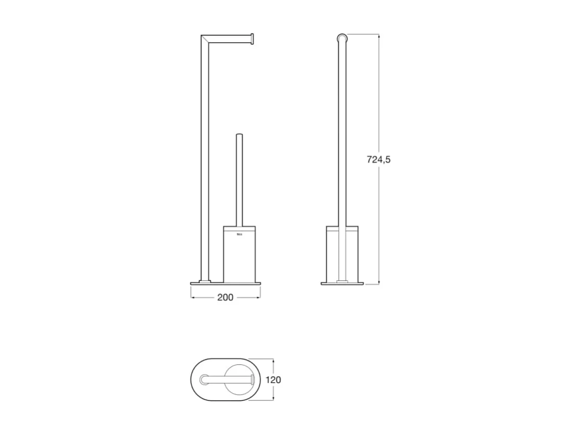 Porte-brosse et porte-papier ROCA Hotel's round chromé