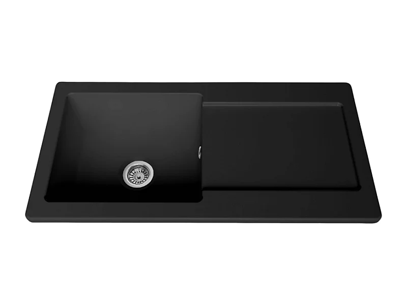 Evier 1 cuve avec égouttoir et vidage manuel VITRA Arkitekt noir mat