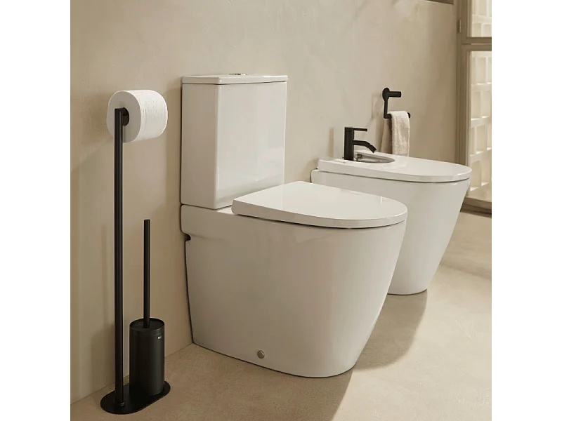 Porte-brosse et porte-papier ROCA Hotel's round noir mat