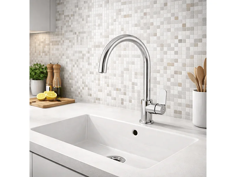 Robinet de cuisine bec haut VITRA Flow Round Chromé