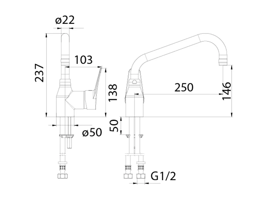 Mitigeur de cuisine pro sur plage pour bar PRESTO Chef Chrome