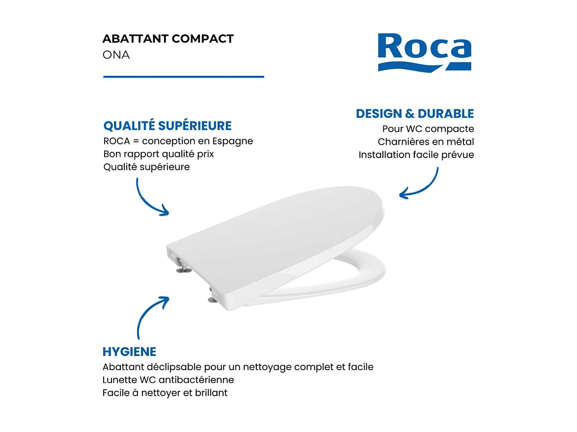 Abattant WC compact rond ROCA Ona blanc brillant