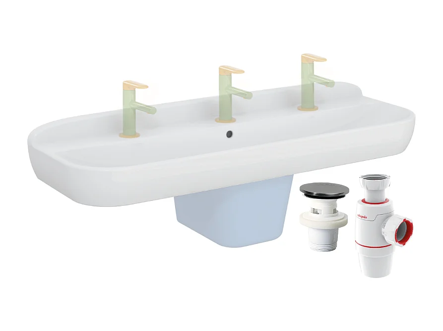 Lavabo pour enfant VITRA Sento Kids 125 cm + siphon et bonde Wirquin