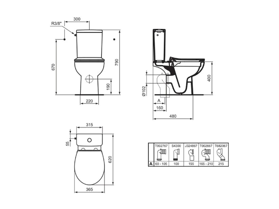 WC à poser sans bride sortie horizontale IDEAL STANDARD TIRSO RimLS+ avec abattant frein de chute