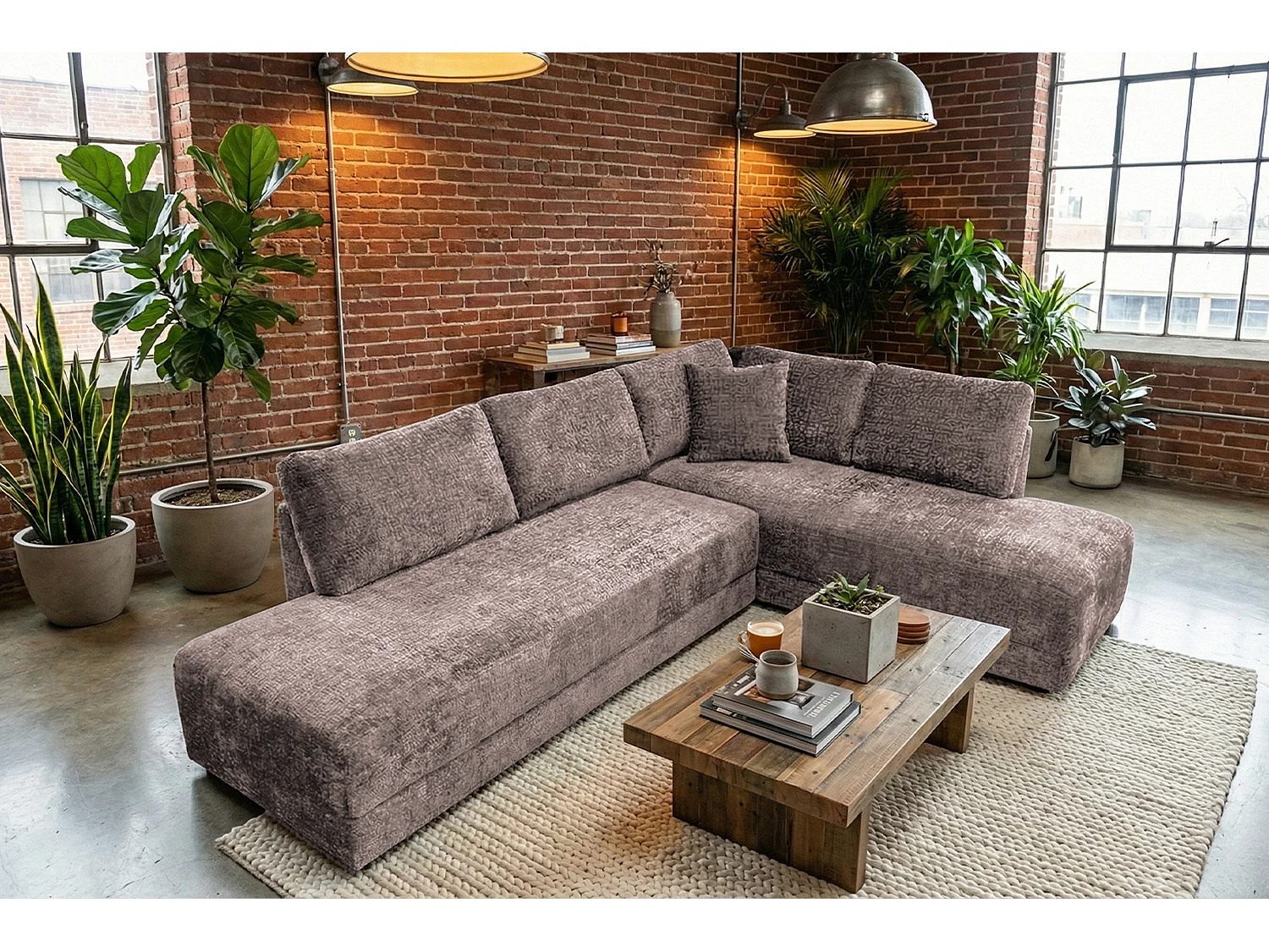 Schlafsofa - Taupe Flachgewebe - SADIRA
