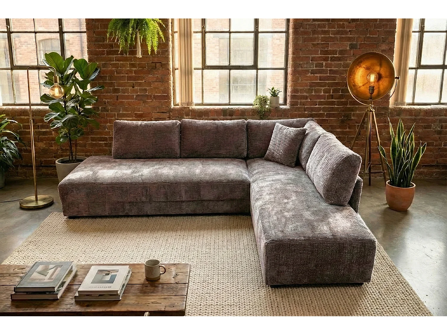 Schlafsofa - Taupe Flachgewebe - SADIRA