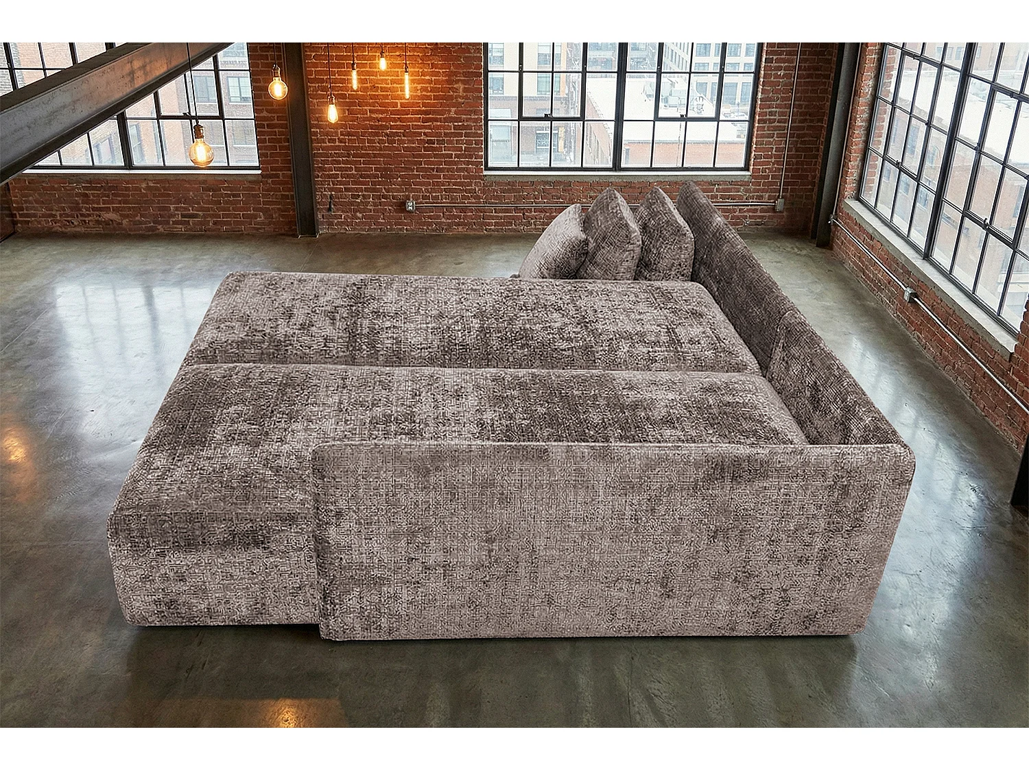 Schlafsofa - Taupe Flachgewebe - SADIRA