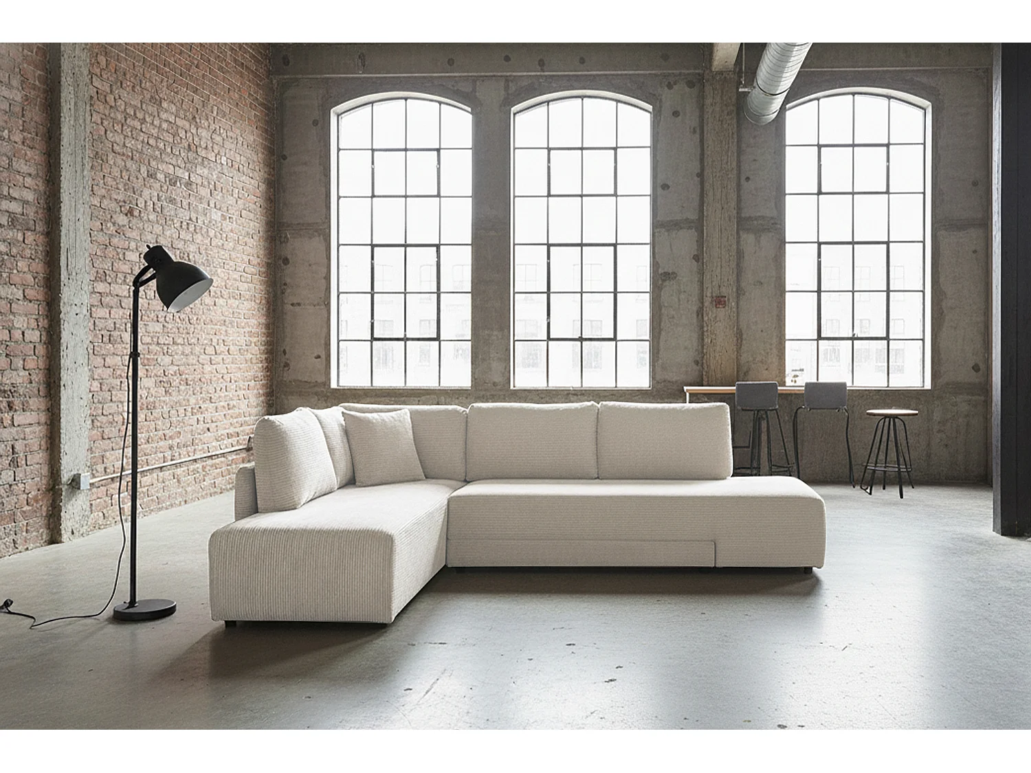 Schlafsofa - Cremeweiß Cord - SADIRA