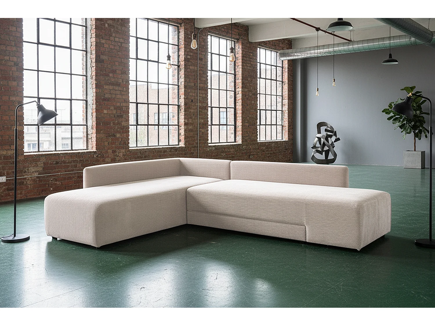 Schlafsofa - Cremeweiß Cord - SADIRA