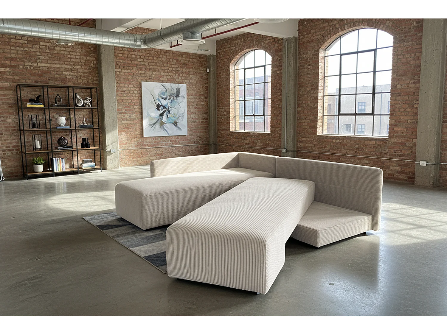 Schlafsofa - Cremeweiß Cord - SADIRA