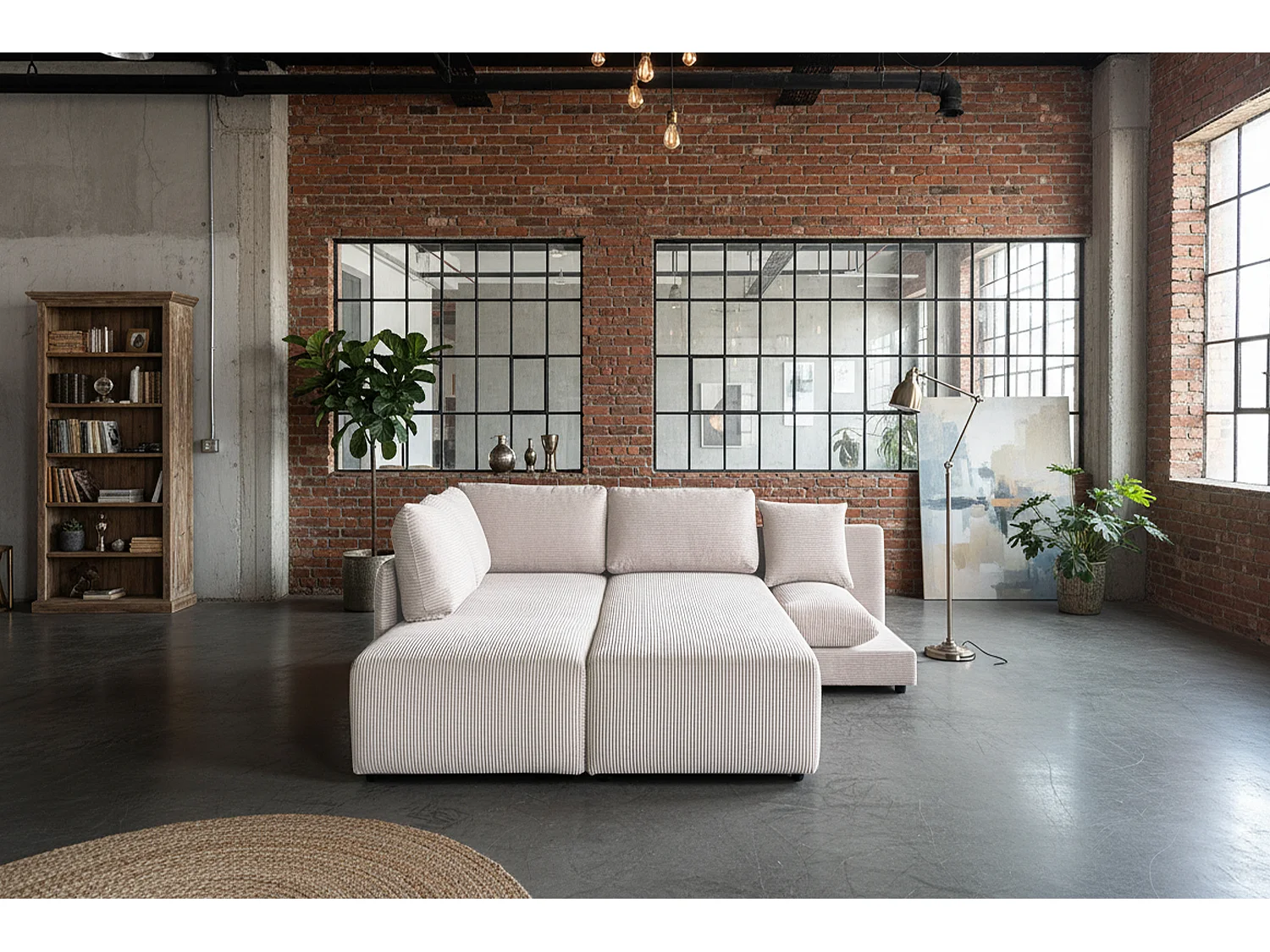 Schlafsofa - Cremeweiß Cord - SADIRA