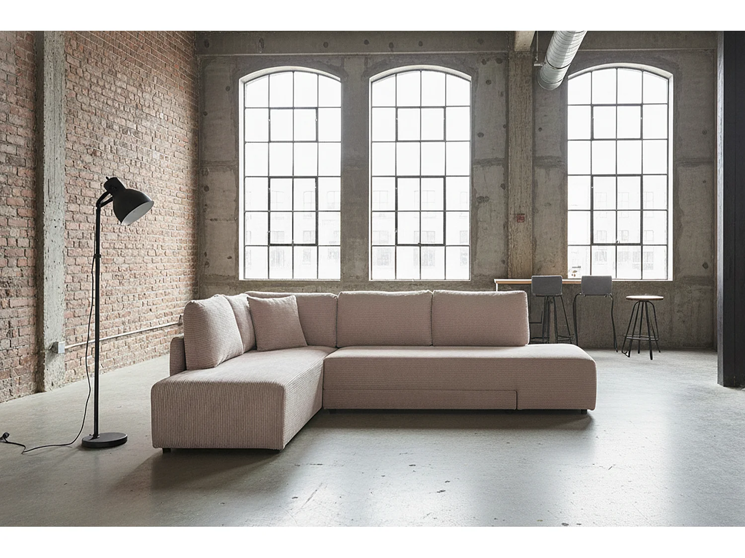 Schlafsofa - Taupe Cord - SADIRA