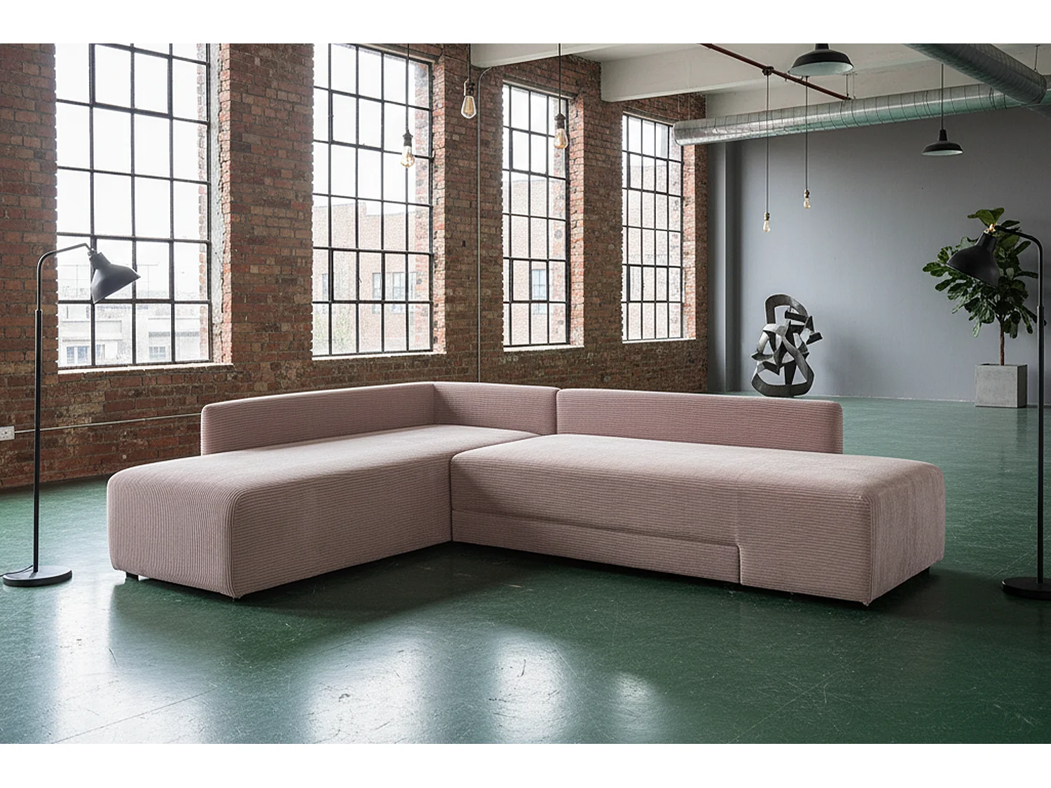 Schlafsofa - Taupe Cord - SADIRA