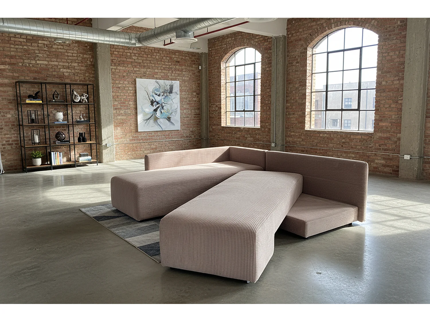 Schlafsofa - Taupe Cord - SADIRA