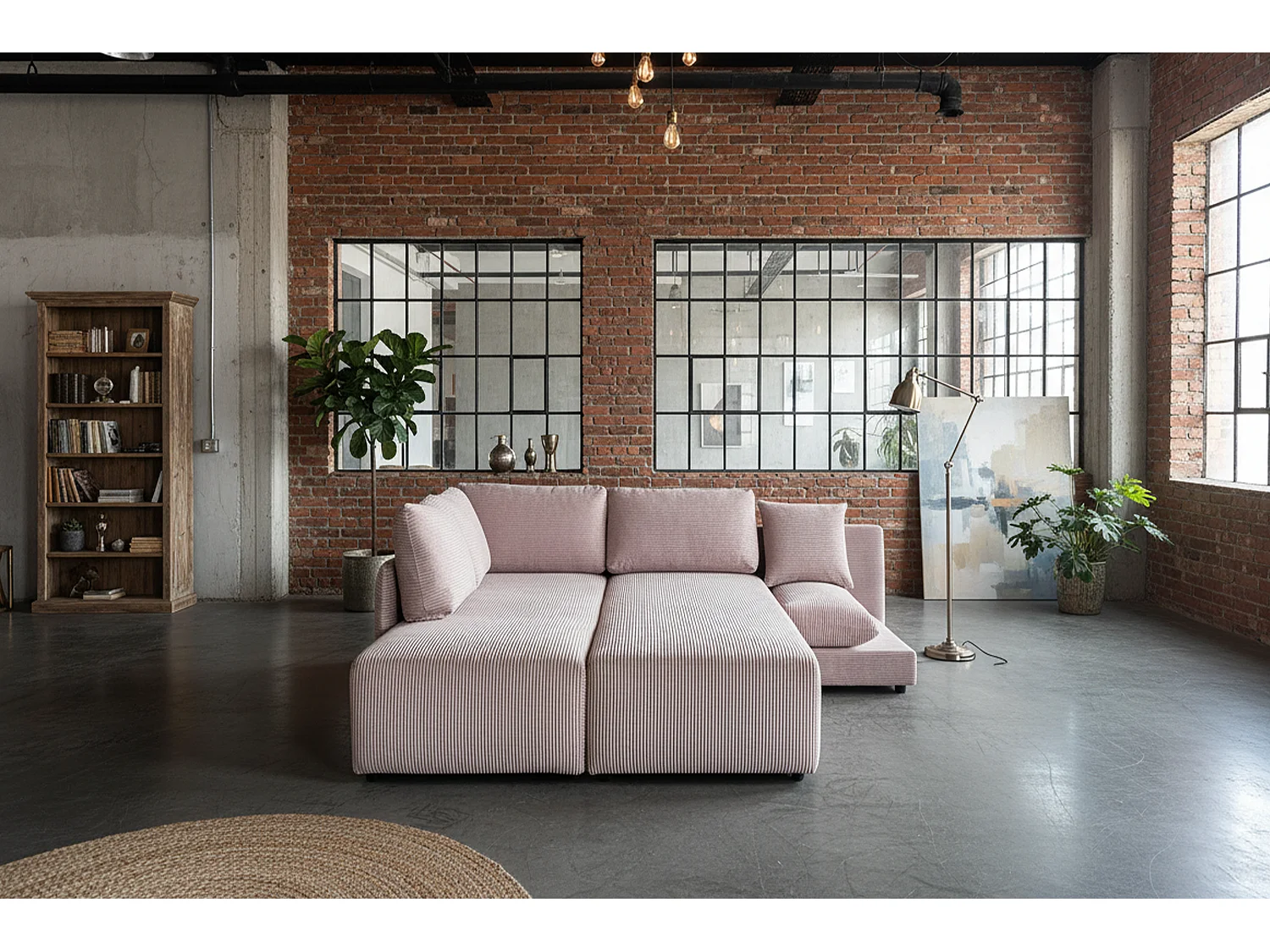 Schlafsofa - Taupe Cord - SADIRA